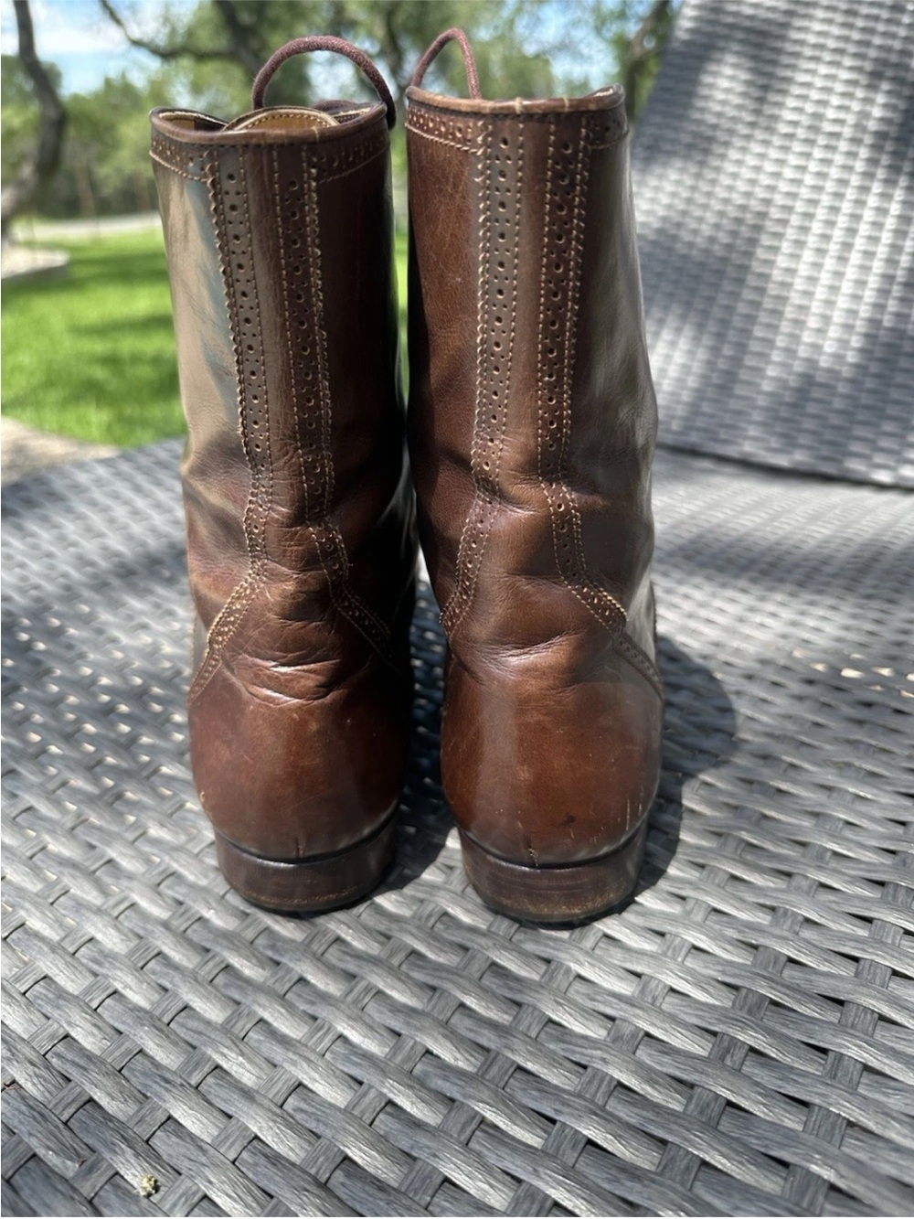 Ralph Lauren Sz 9.5B Wing Tip Leather Lace-Up Ankle Mid-Calf Boot Made in Italy - Picture 5 of 8